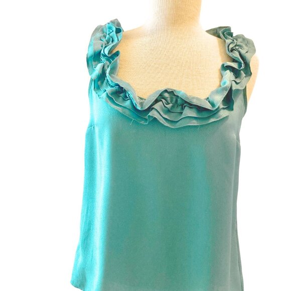 LOFT Tops - CLEARANCE - FINAL PRICE: Ann Taylor Loft Teal Ruffled, Sleeveless Blouse Size SM